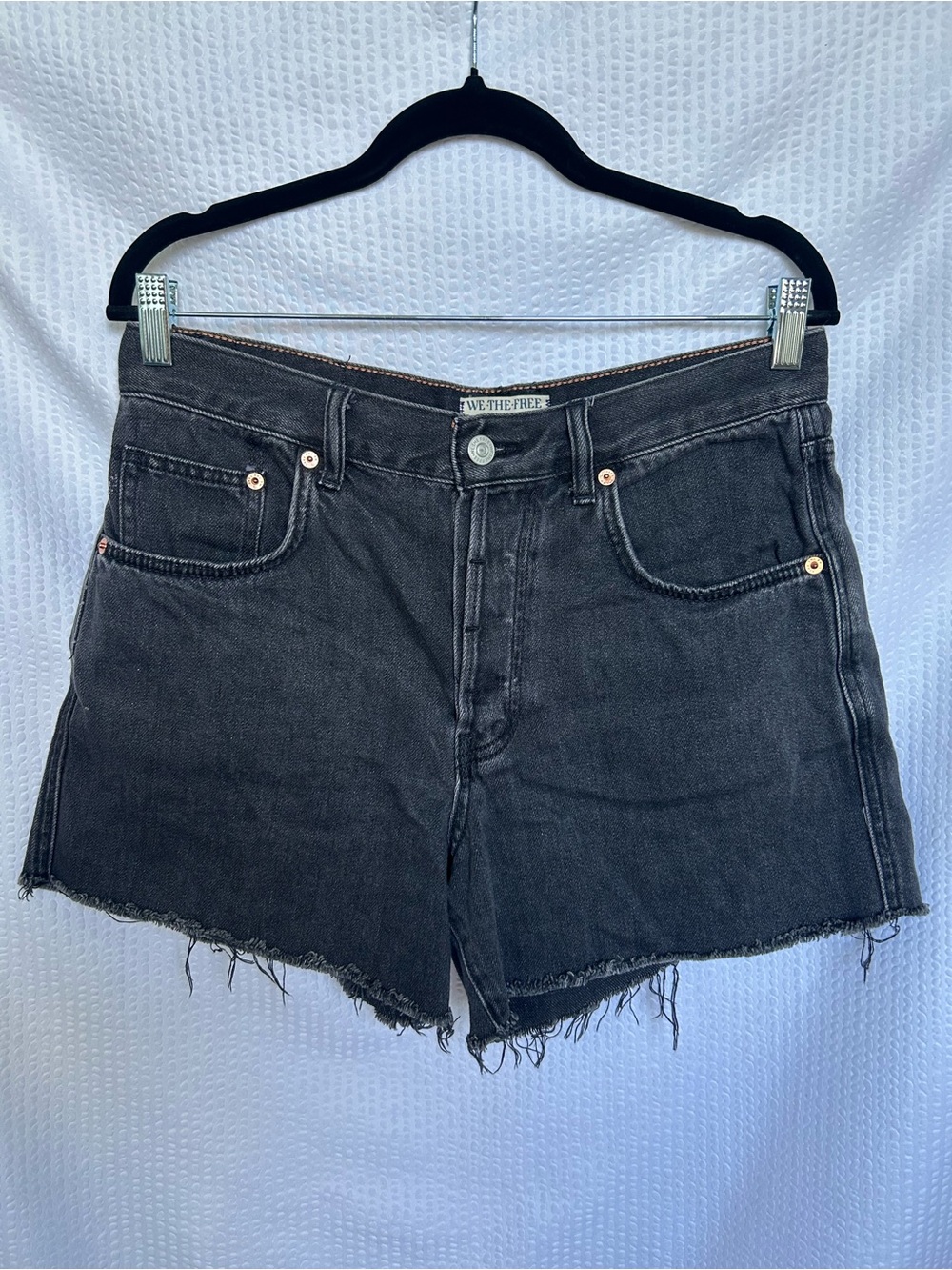 Free People We The Free Black Vintage Washed Denim Cutoff Shorts Size 29